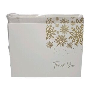 Christmas Snow Flake Thank You Cards With Envelopes, 50 Pack, 4x6,  White & Gold